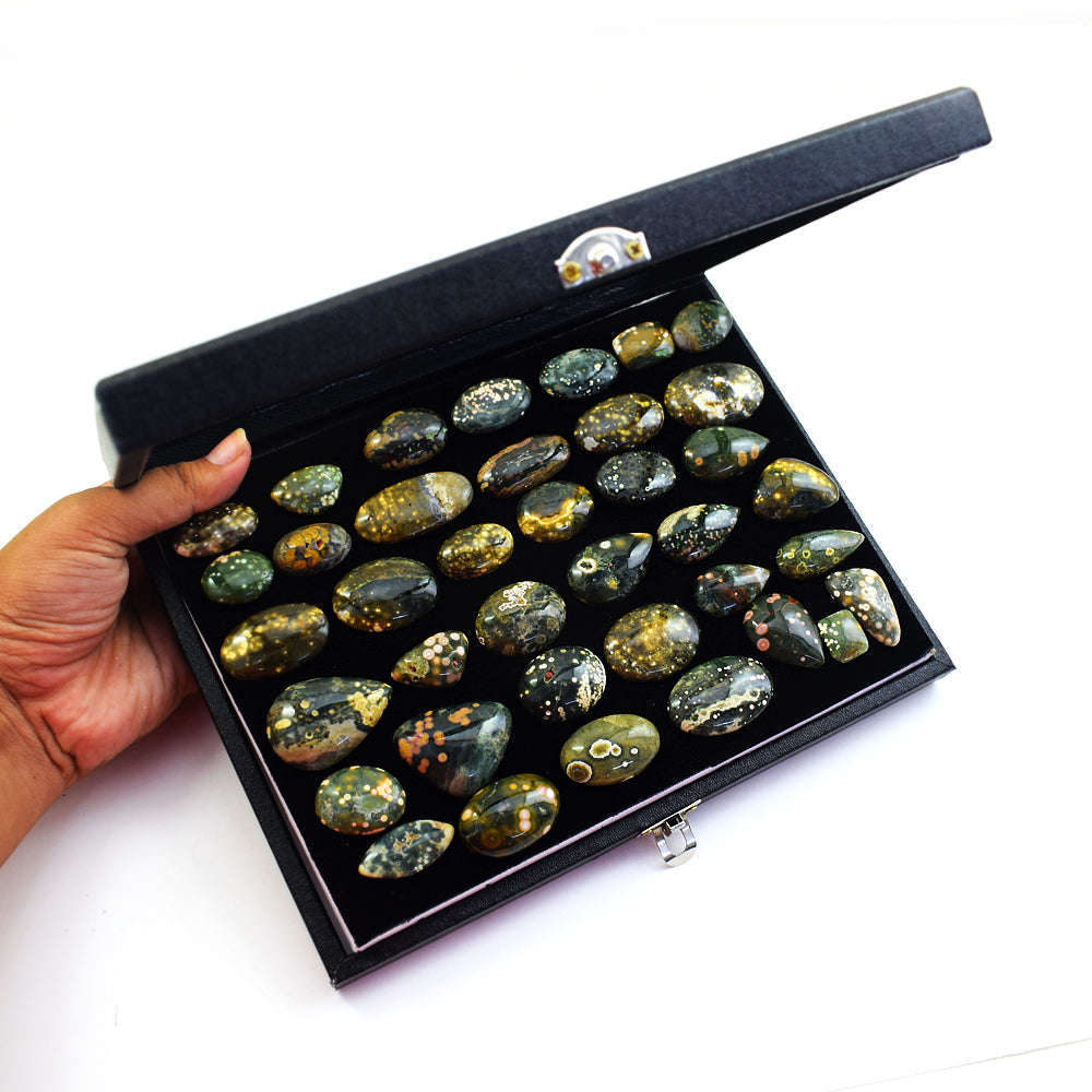 gemsmore:Exclusive Ocean Jasper Untreated Gemstone Cabochon Lot