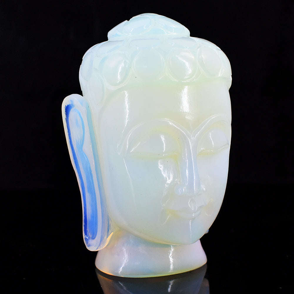 gemsmore:Exclusive Opalite Hand Carved Genuine Crystal Gemstone Carving Buddha Head