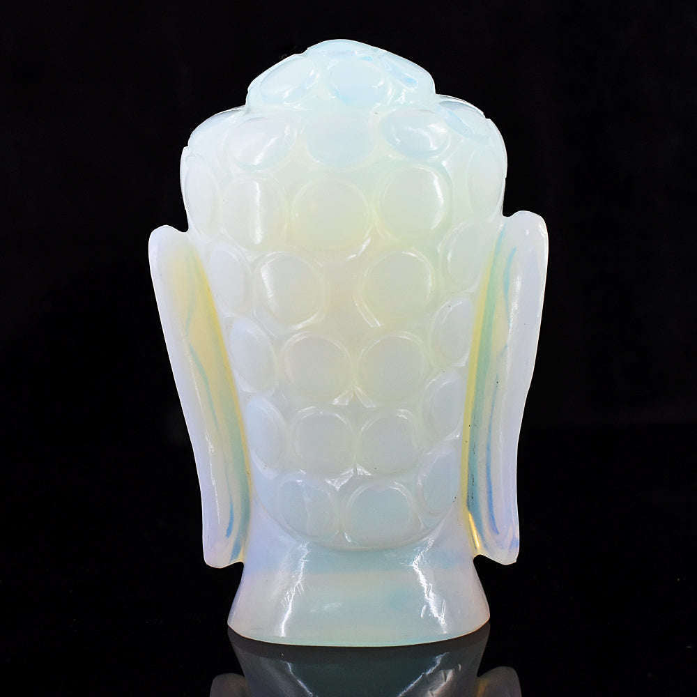 gemsmore:Exclusive Opalite Hand Carved Genuine Crystal Gemstone Carving Buddha Head