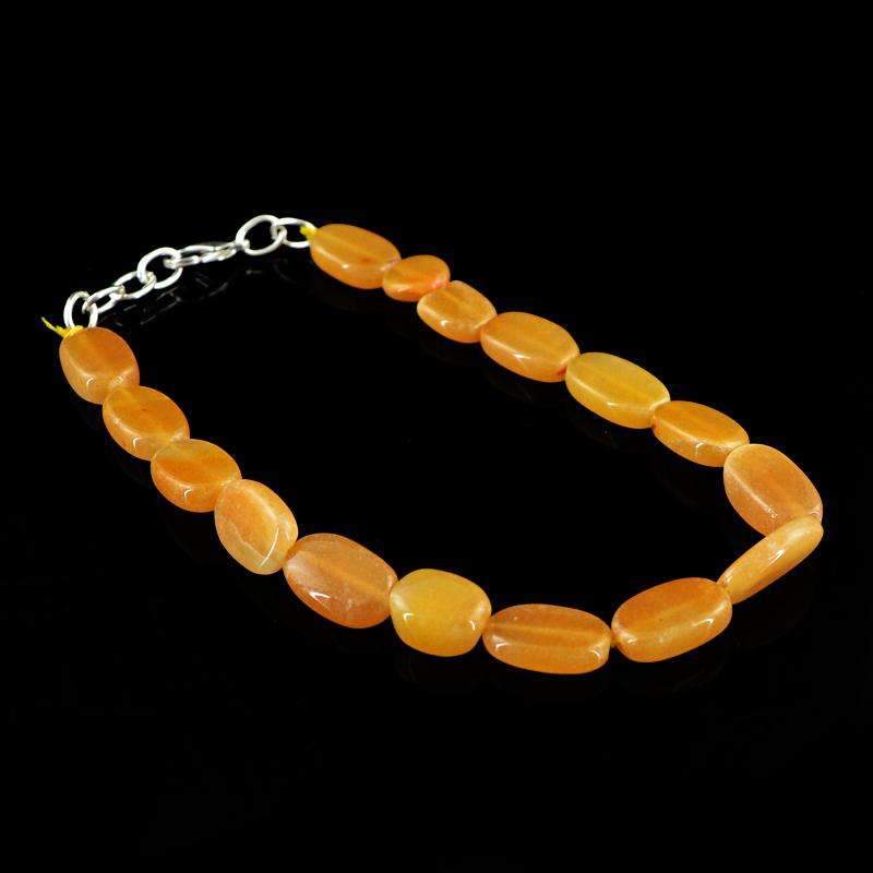 gemsmore:Exclusive Orange Aventurine Bracelet Natural Oval Shape Beads