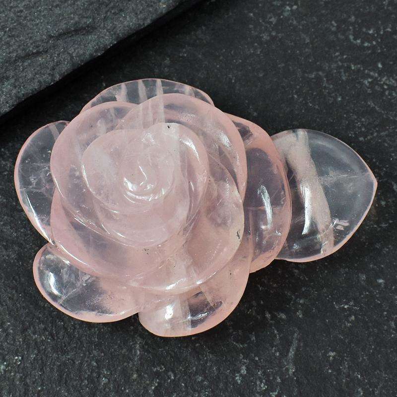 gemsmore:Exclusive Pink Rose Quartz Hand Carved Rose