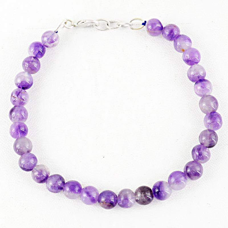 gemsmore:Exclusive Purple Amethyst Bracelet Round Shape Beads