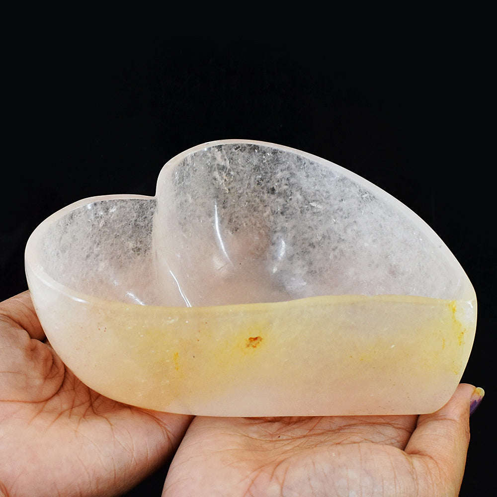 gemsmore:Exclusive Rose Quartz Hand Carved Bowl