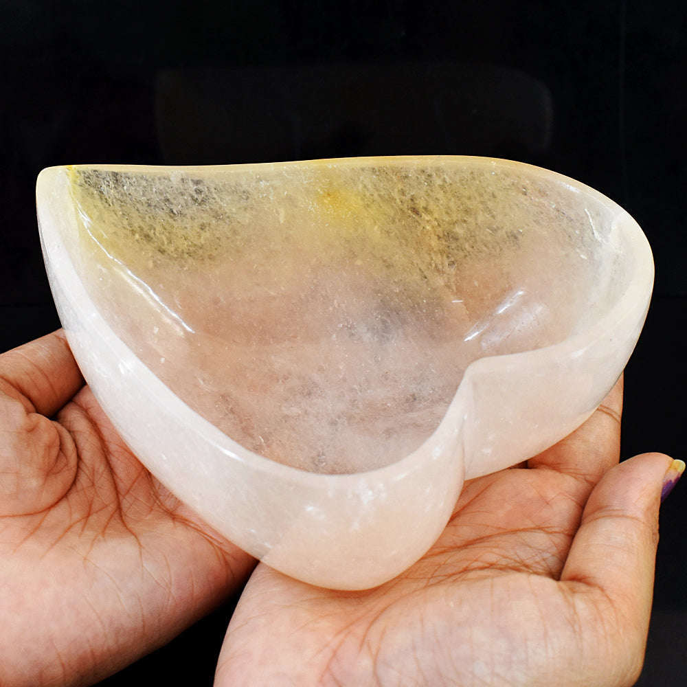 gemsmore:Exclusive Rose Quartz Hand Carved Bowl