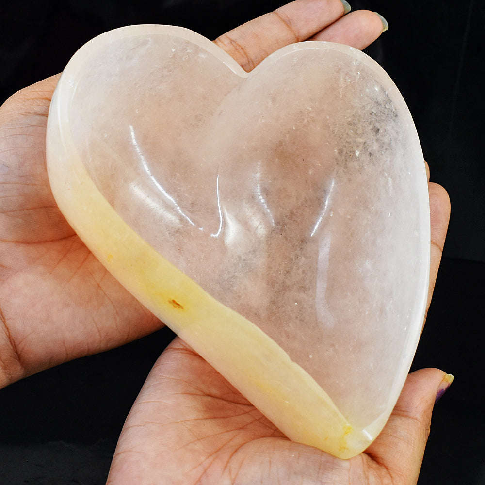 gemsmore:Exclusive Rose Quartz Hand Carved Bowl