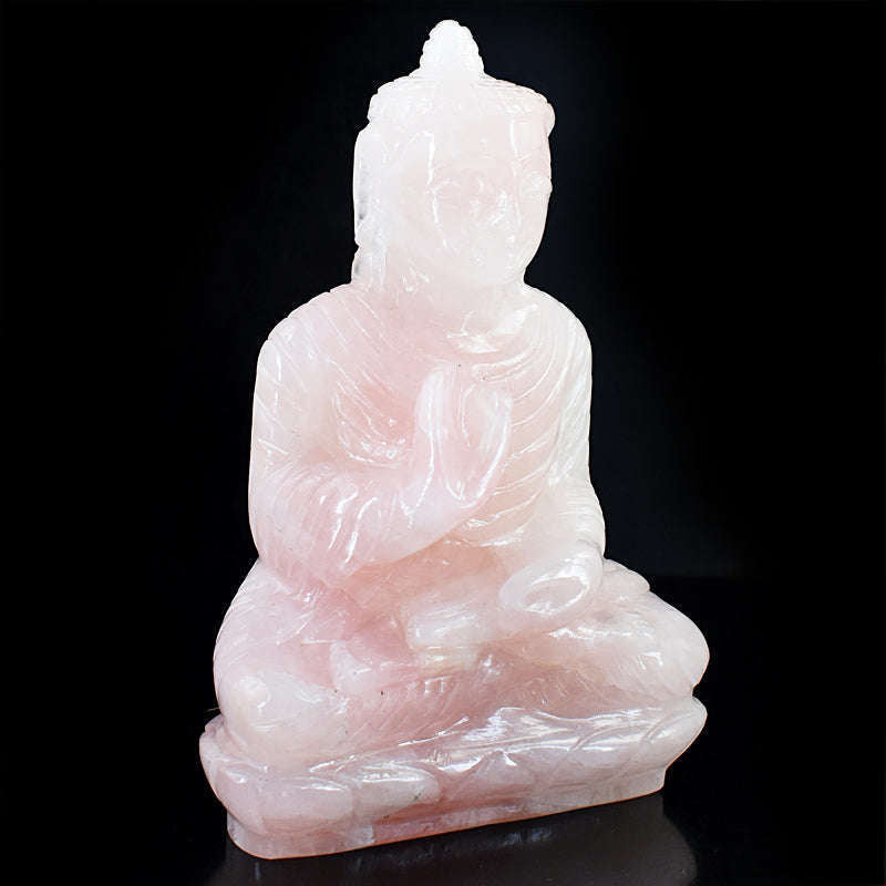 gemsmore:Exclusive Rose Quartz Hand Carved Genuine Crystal Gemstone Carving Buddha