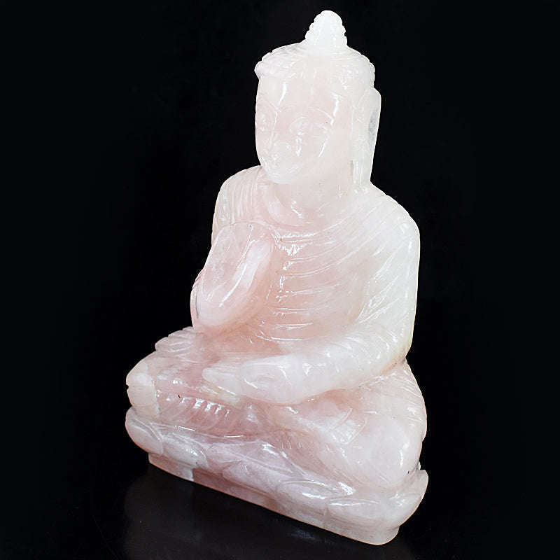 gemsmore:Exclusive Rose Quartz Hand Carved Genuine Crystal Gemstone Carving Buddha