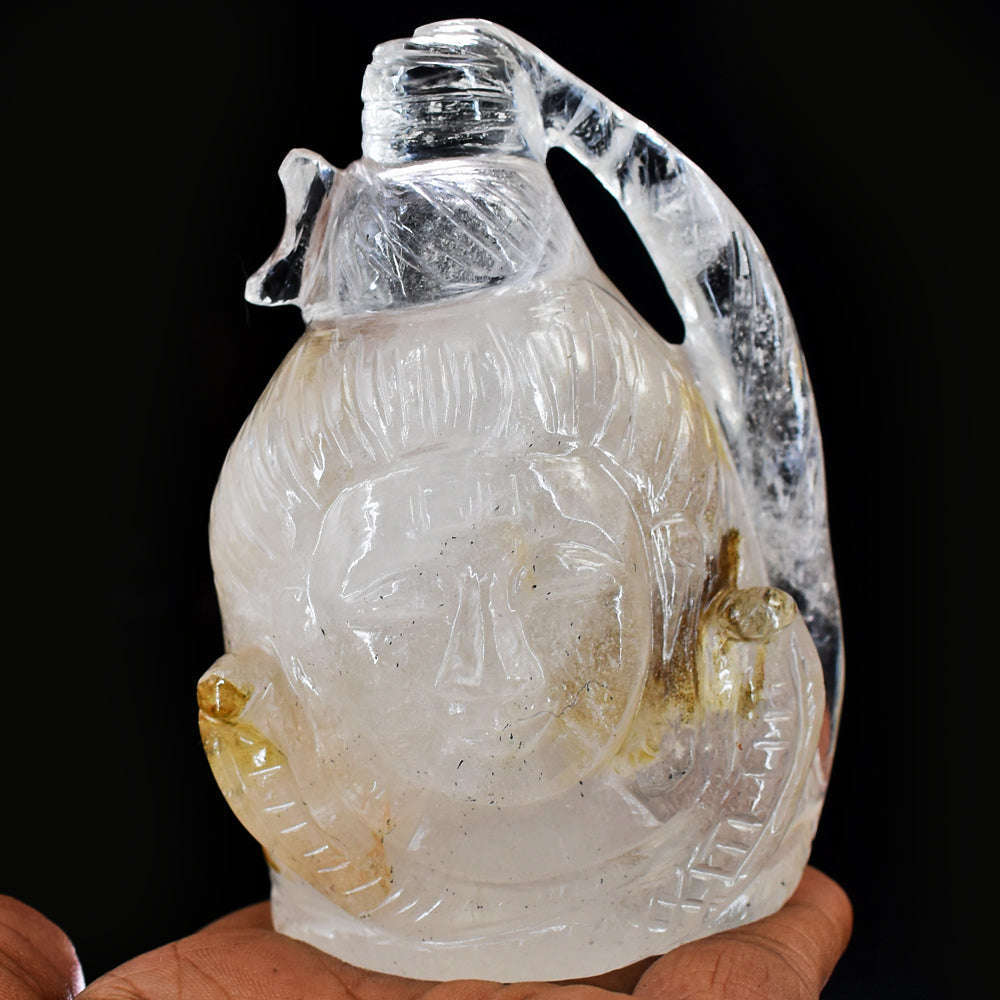 gemsmore:Exclusive Rose Quartz Hand Carved Lord Shiva Head