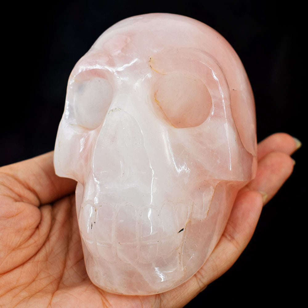 gemsmore:Exclusive Rose Quartz Hand Carved Skull
