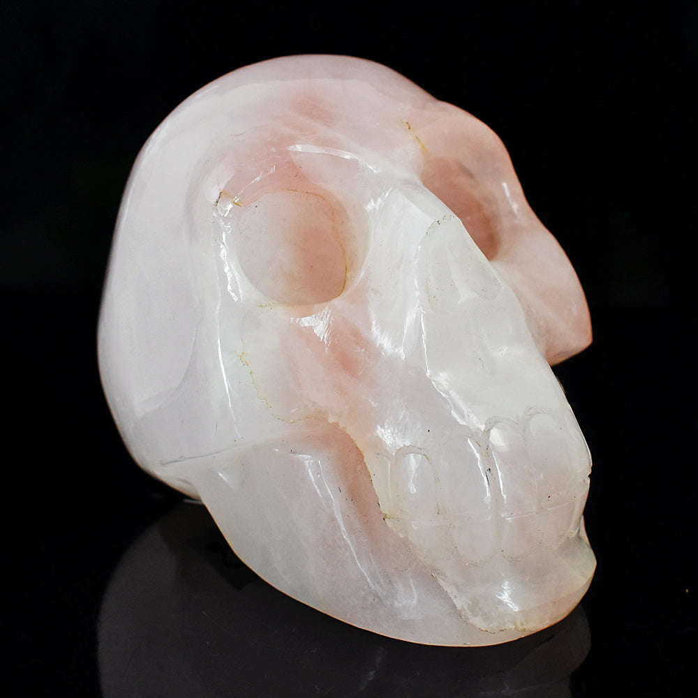gemsmore:Exclusive Rose Quartz Hand Carved Skull