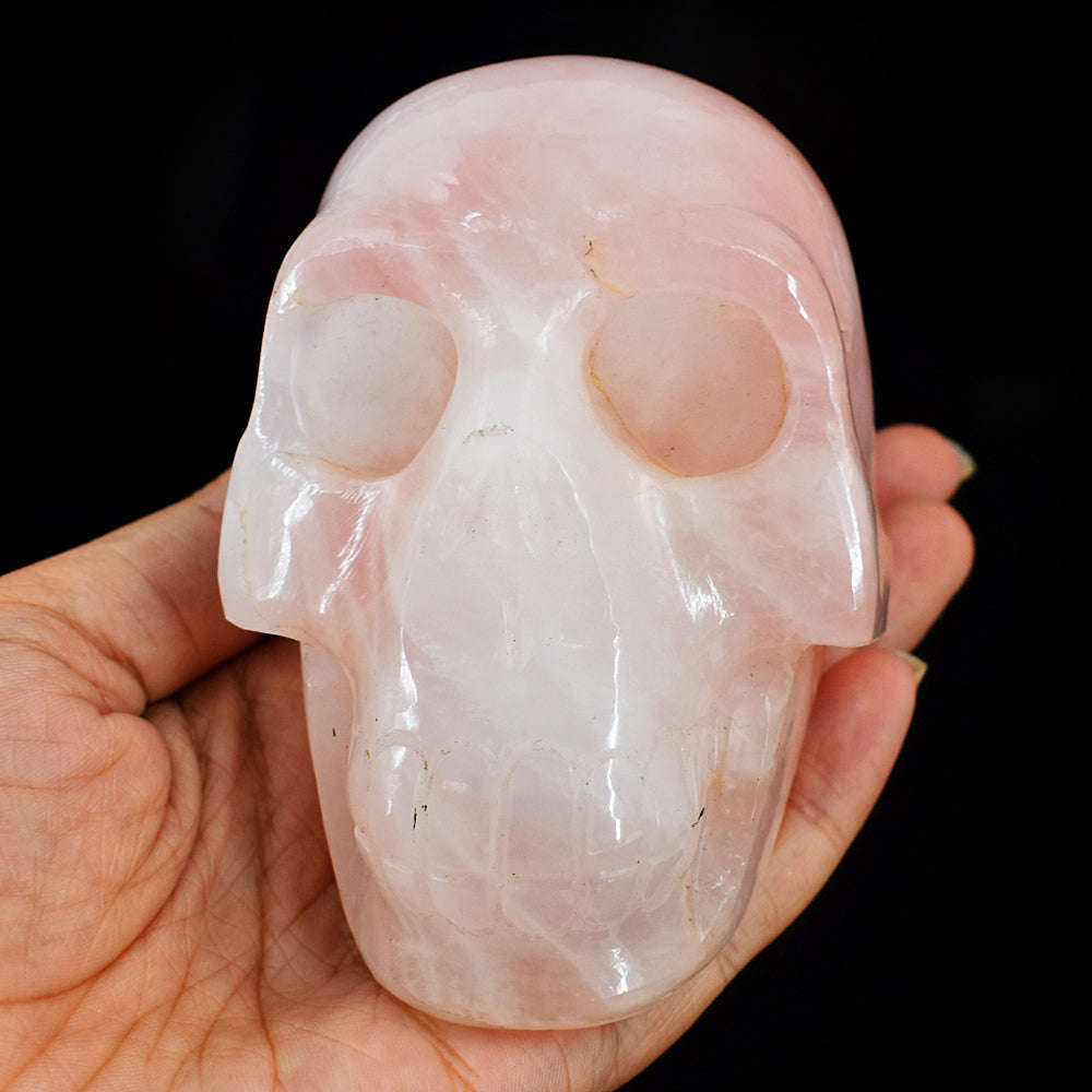 gemsmore:Exclusive Rose Quartz Hand Carved Skull