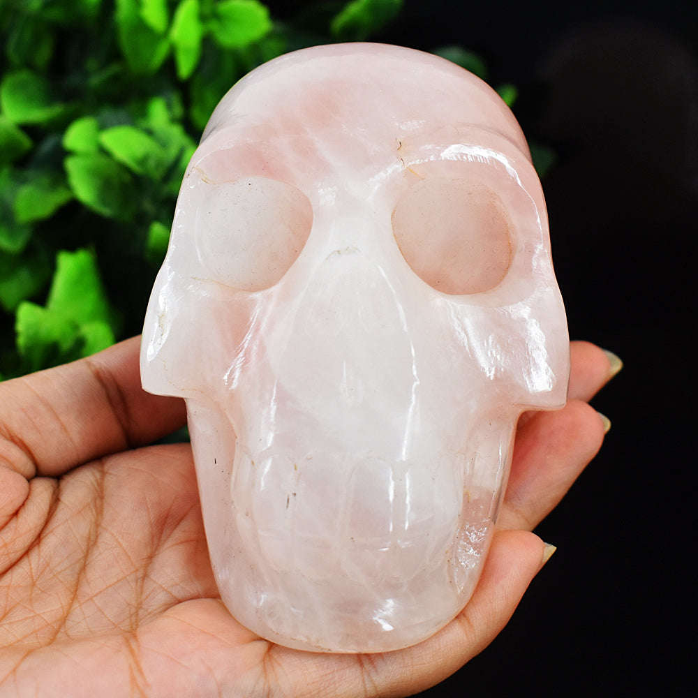 gemsmore:Exclusive Rose Quartz Hand Carved Skull