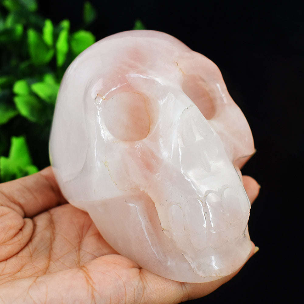 gemsmore:Exclusive Rose Quartz Hand Carved Skull