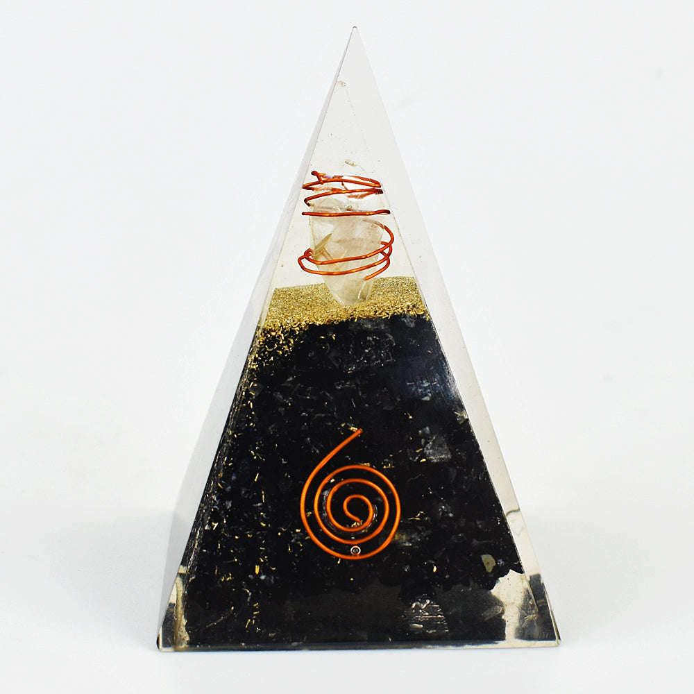 gemsmore:Exclusive Spinel Orgone Carved Healing Pyramid