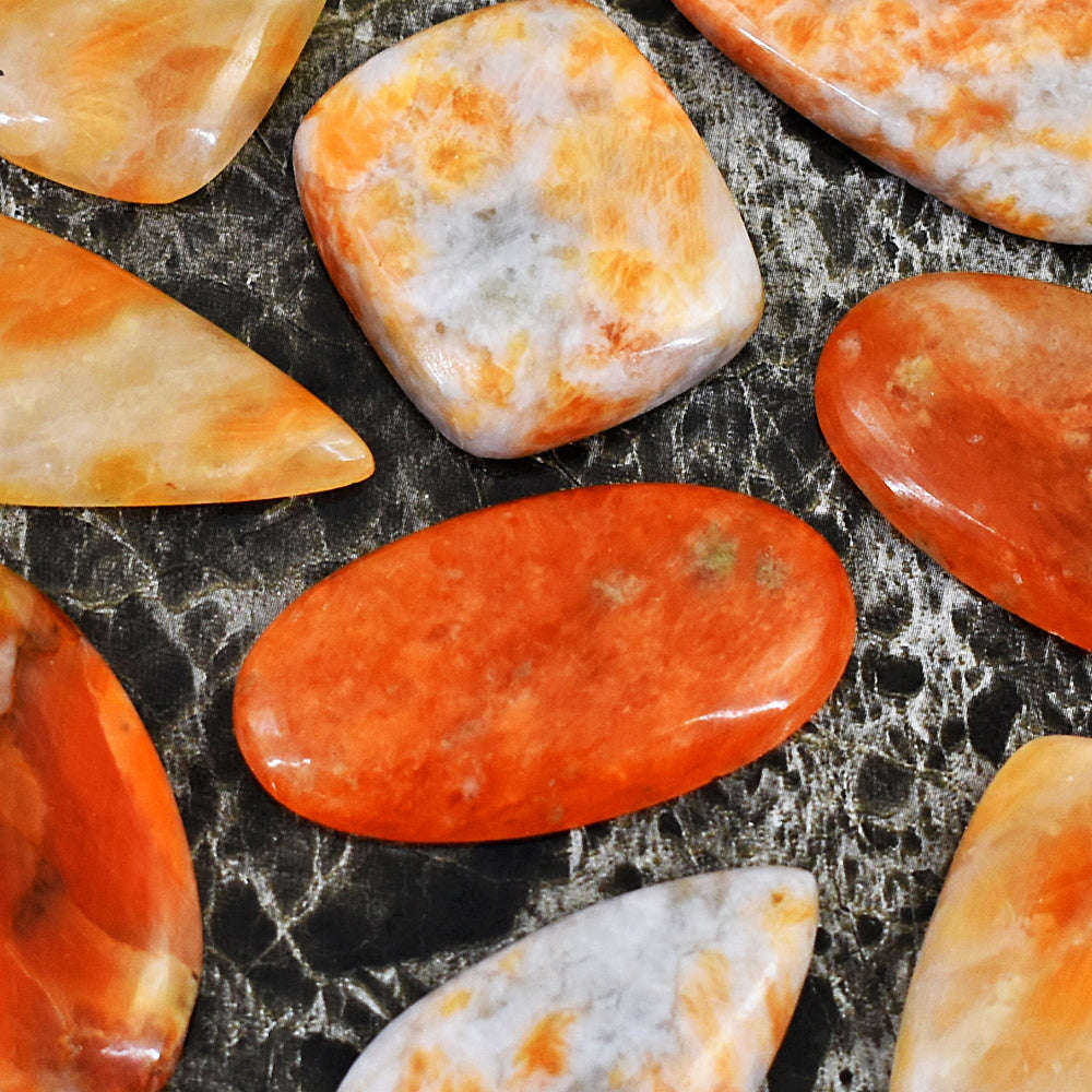 gemsmore:Exclusive Sunstone Untreated Gemstone Cabochon Lot