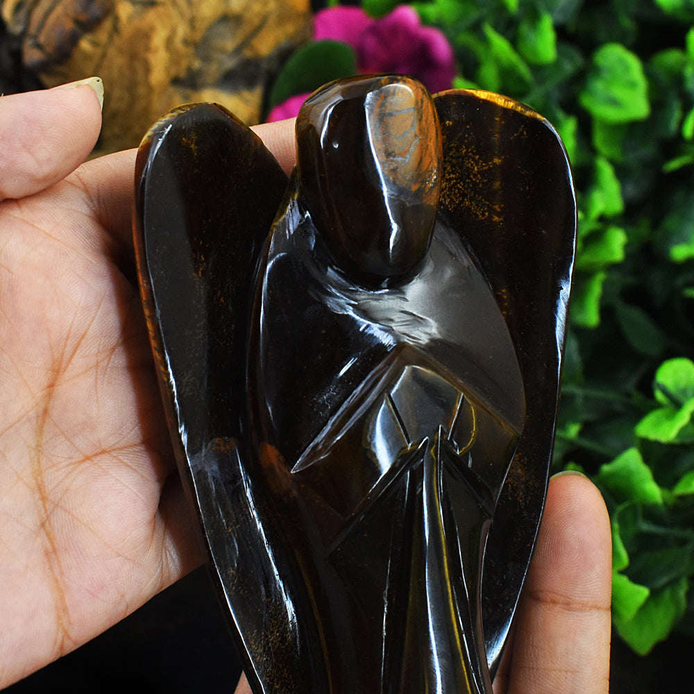gemsmore:Exclusive Tiger Eye  Hand Carved Angel
