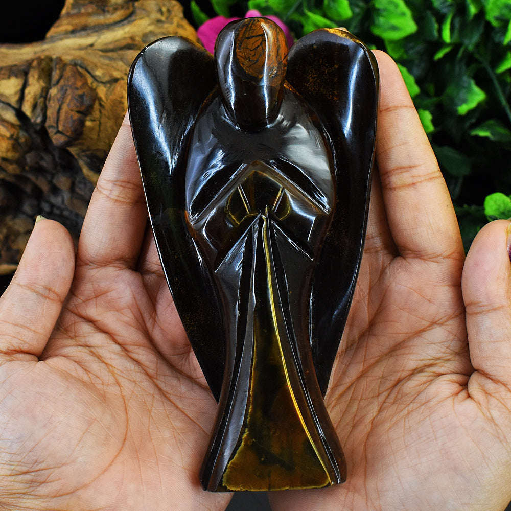 gemsmore:Exclusive Tiger Eye  Hand Carved Angel