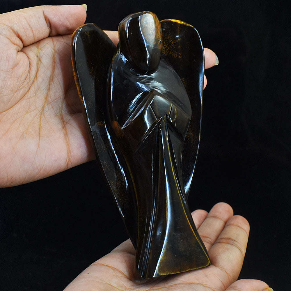 gemsmore:Exclusive Tiger Eye  Hand Carved Angel