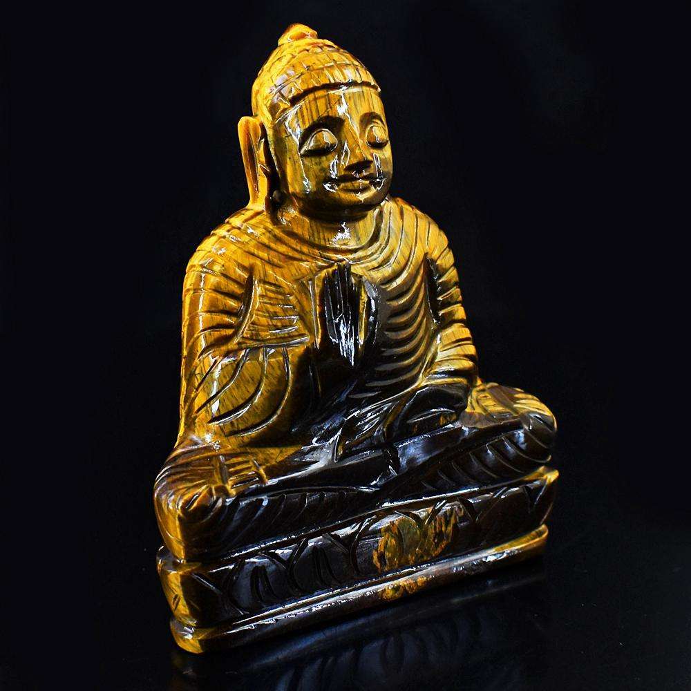 gemsmore:Exclusive Tiger Eye Hand Carved Buddha