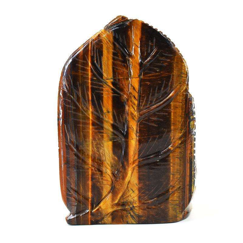 gemsmore:Exclusive Tiger Eye Hand Carved Genuine Crystal Gemstone Carving Lord Ganesha