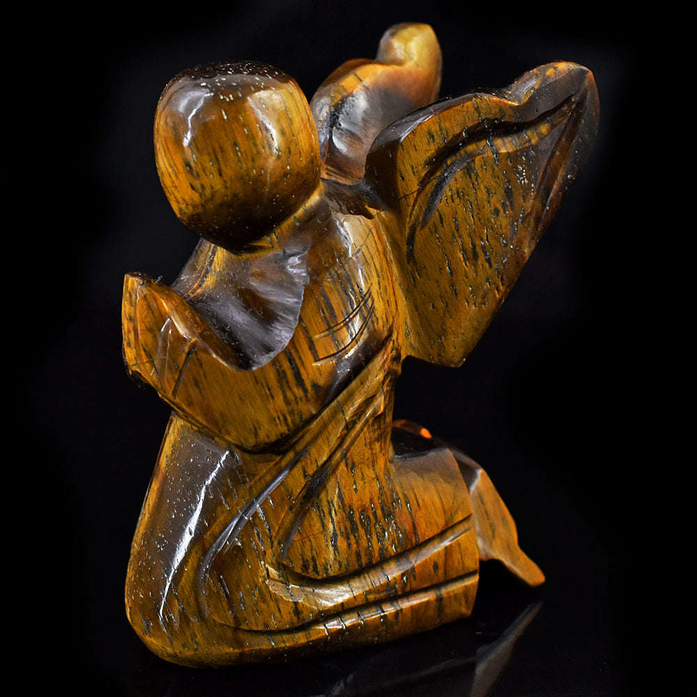 gemsmore:Exclusive Tiger Eye Hand Carved Genuine Crystal Gemstone Carving Praying Angel