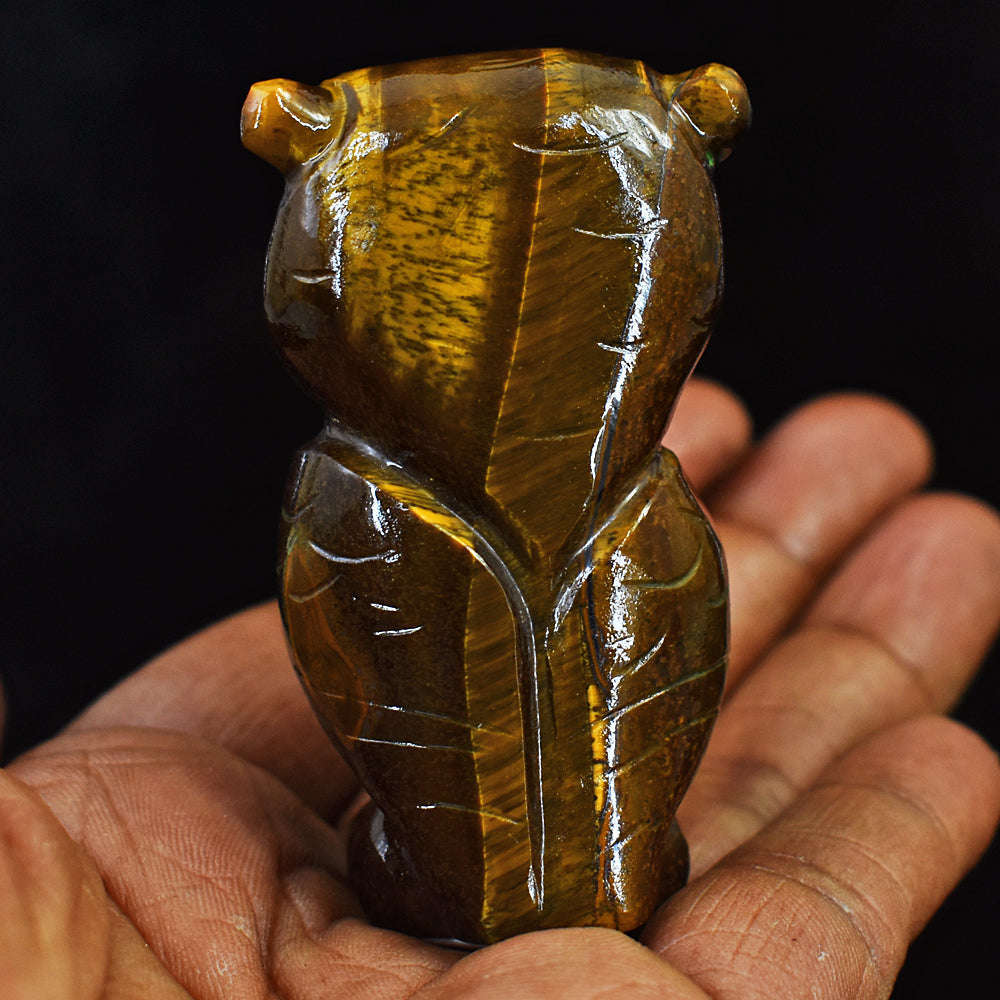 gemsmore:Exclusive Tiger Eye Hand Carved Owl