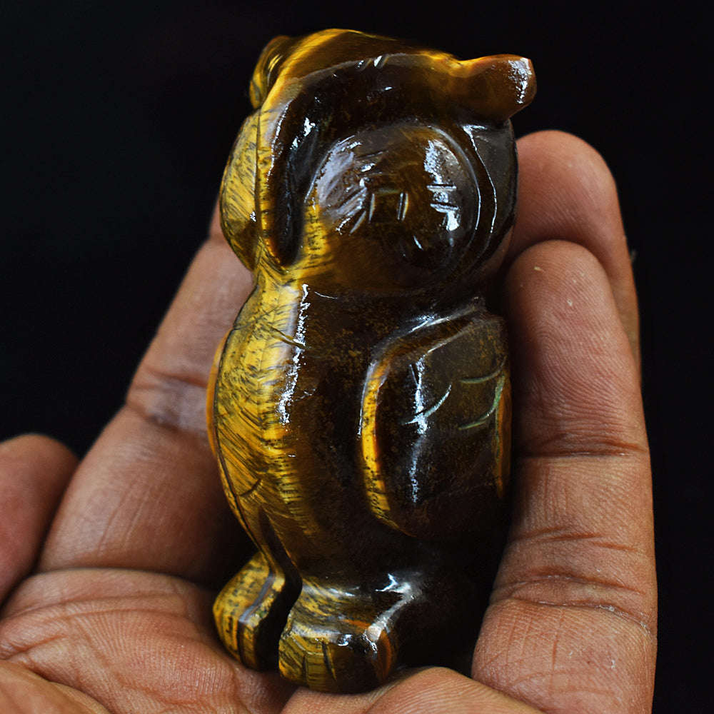 gemsmore:Exclusive Tiger Eye Hand Carved Owl