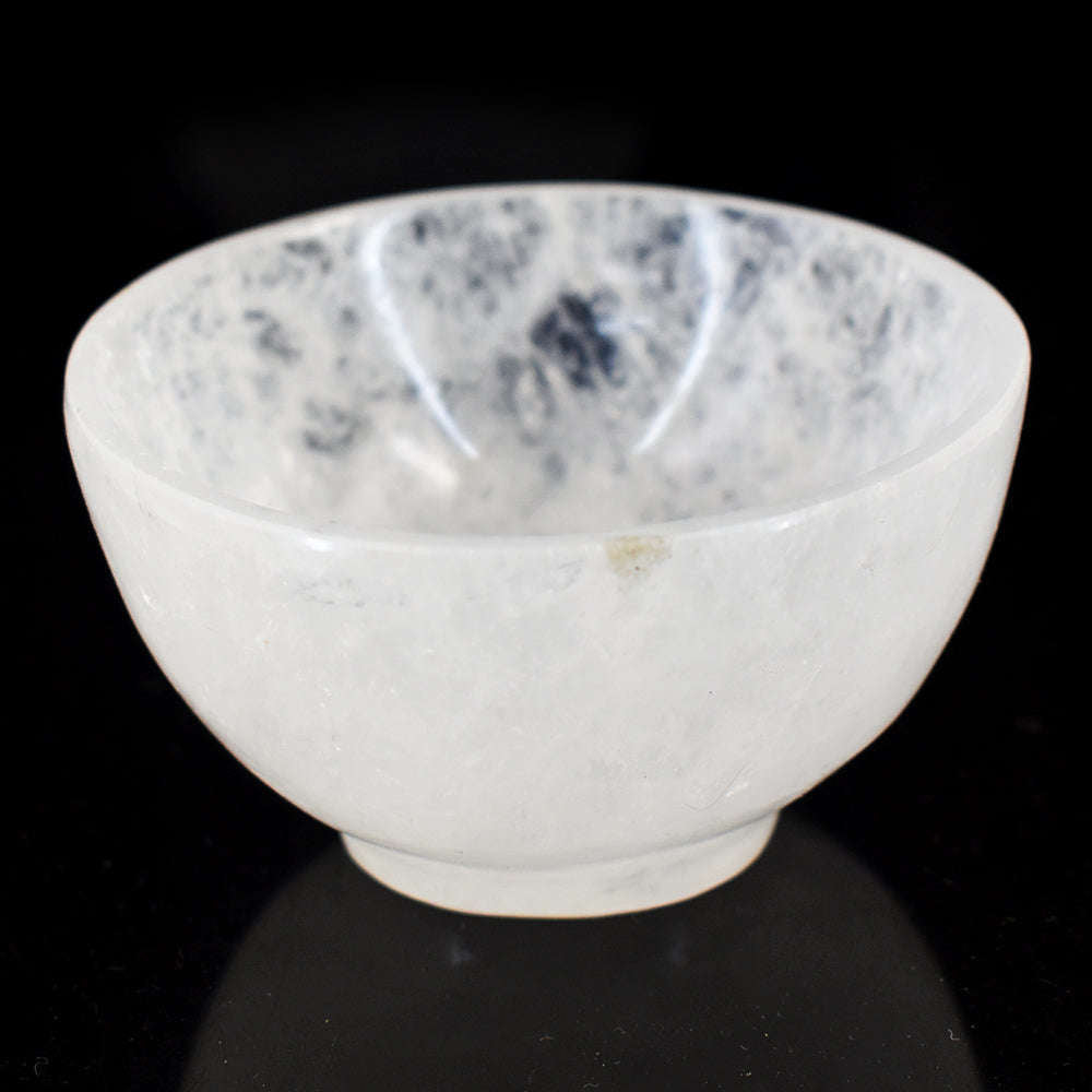 gemsmore:Exclusive White Quartz Hand Carved Genuine Crystal Gemstone Carving Healing Bowl