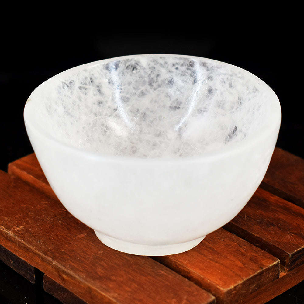 gemsmore:Exclusive White Quartz Hand Carved Genuine Crystal Gemstone Carving Healing Bowl