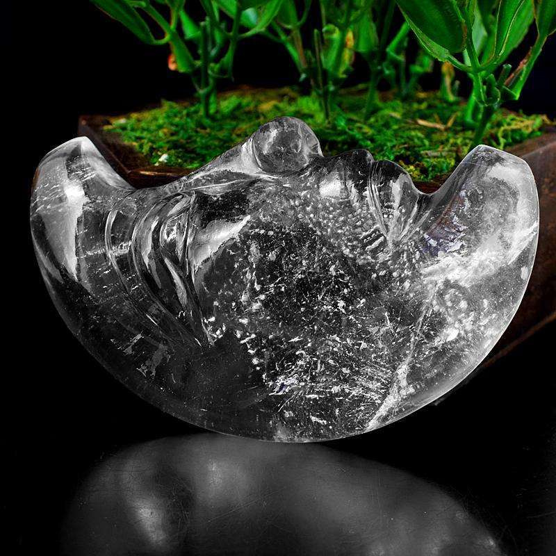 gemsmore:Exclusive White Quartz Hand Carved Moon Face