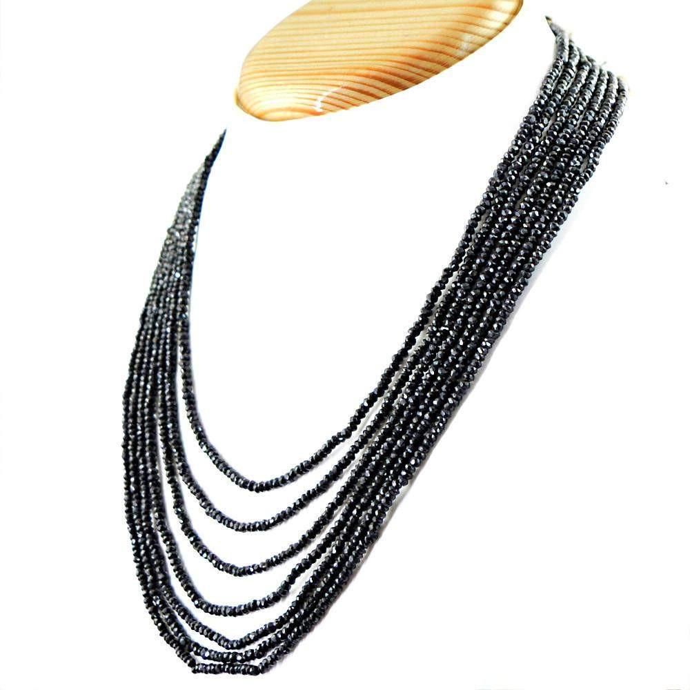 gemsmore:Faceted Black Spinel Necklace Natural Round Shape Beads
