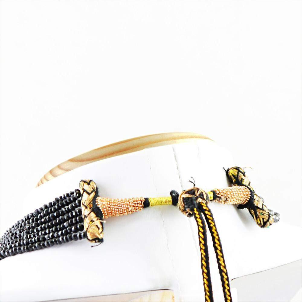 gemsmore:Faceted Black Spinel Necklace Natural Round Shape Beads