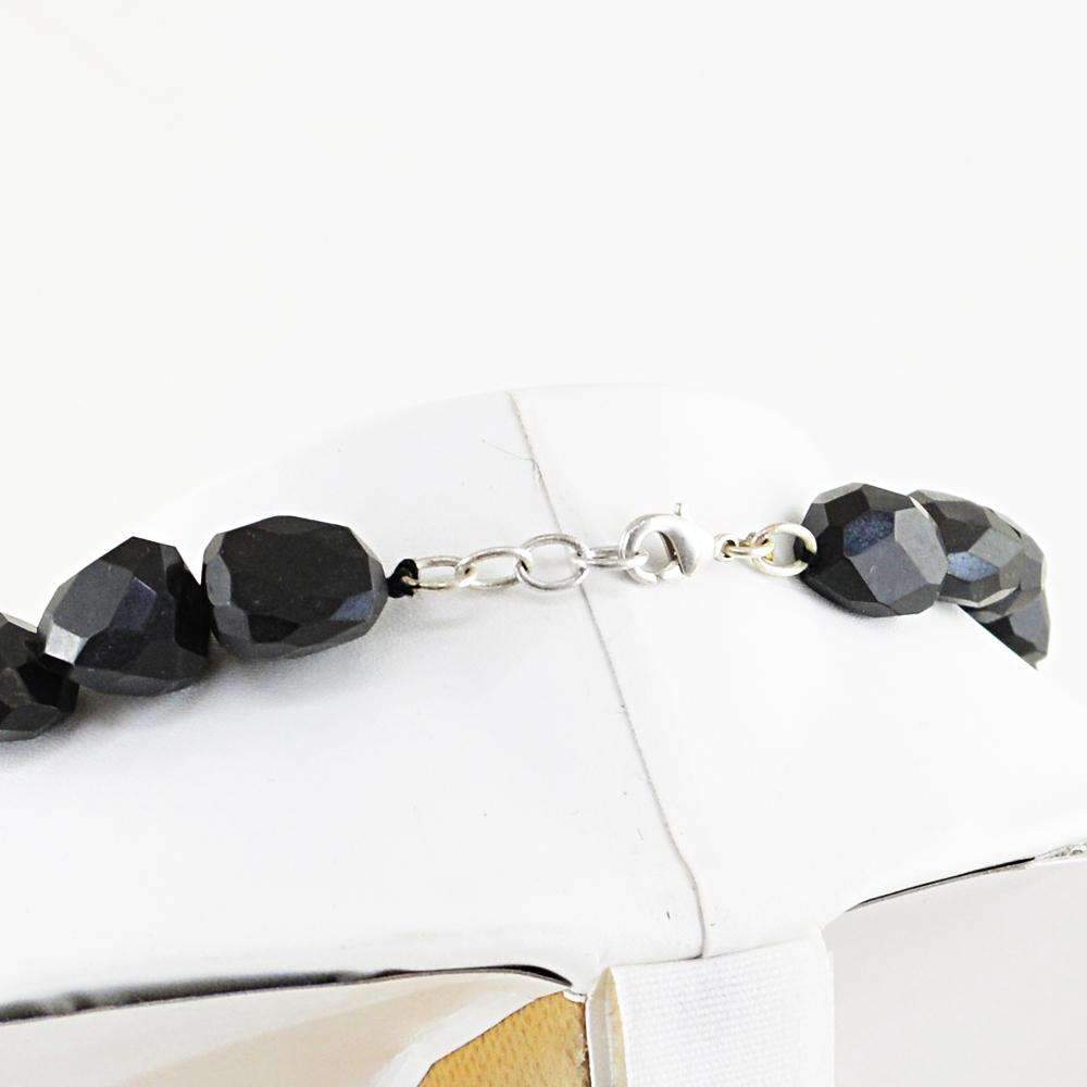 gemsmore:Faceted Black Spinel Necklace Natural Untreated Beads