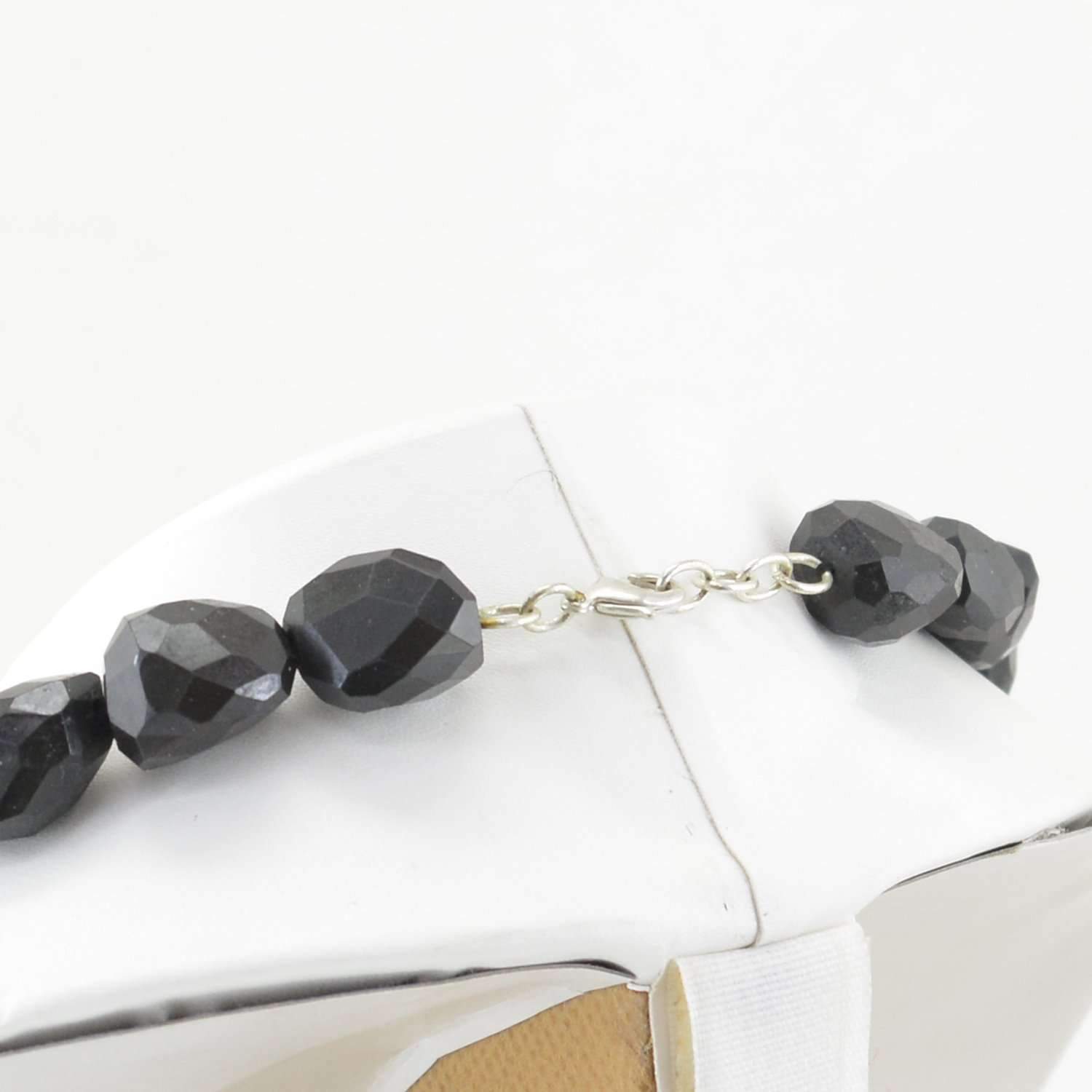 gemsmore:Faceted Black Spinel Necklace Natural Untreated Beads