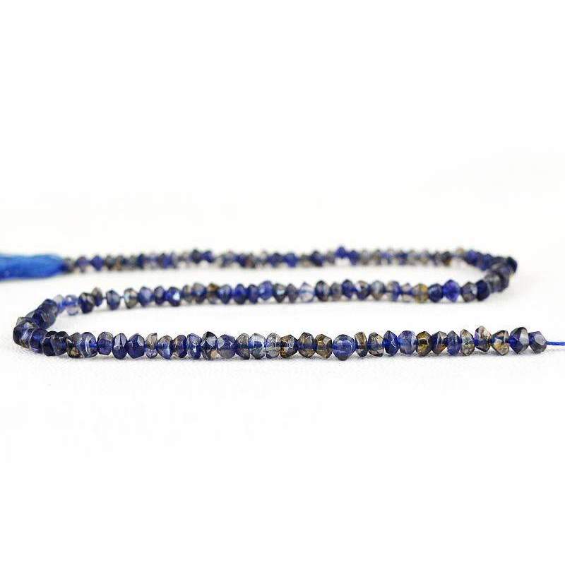 gemsmore:Faceted Blue Tanzanite Beads Strand Natural Round Shape Drilled