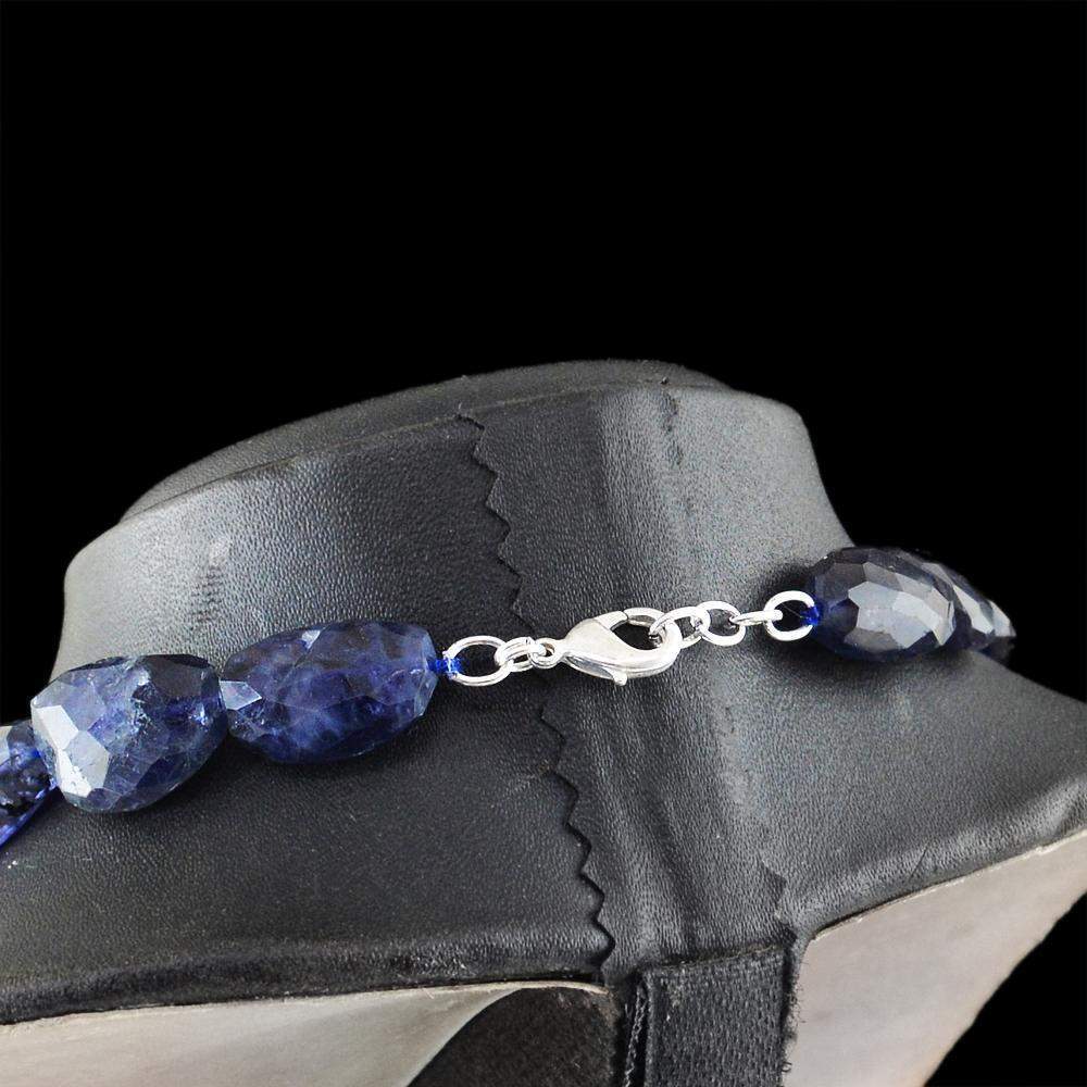 gemsmore:Faceted Blue Tanzanite Necklace Natural Untreated Beads