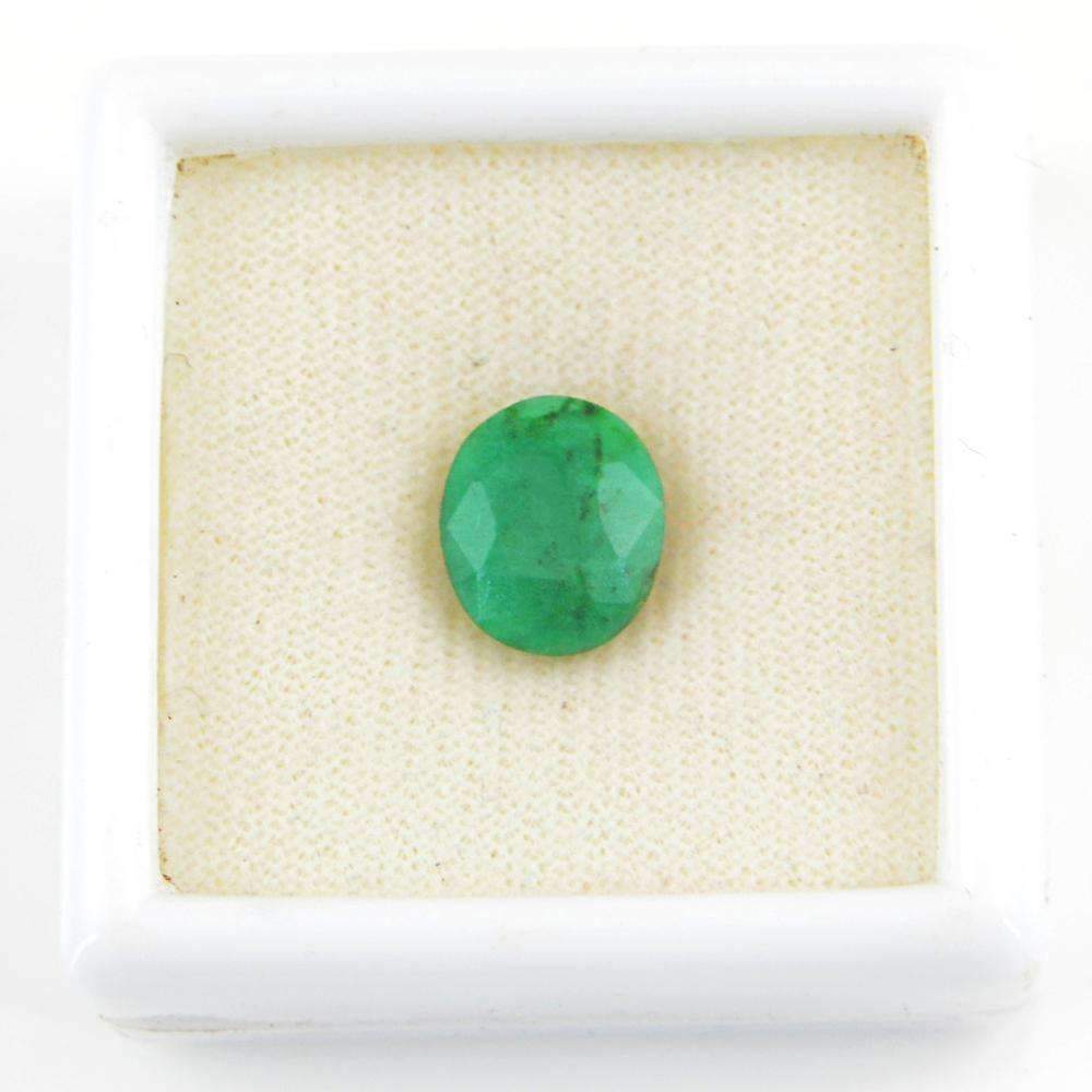gemsmore:Faceted Green Emerald Gemstone Earth Mined Oval Shape