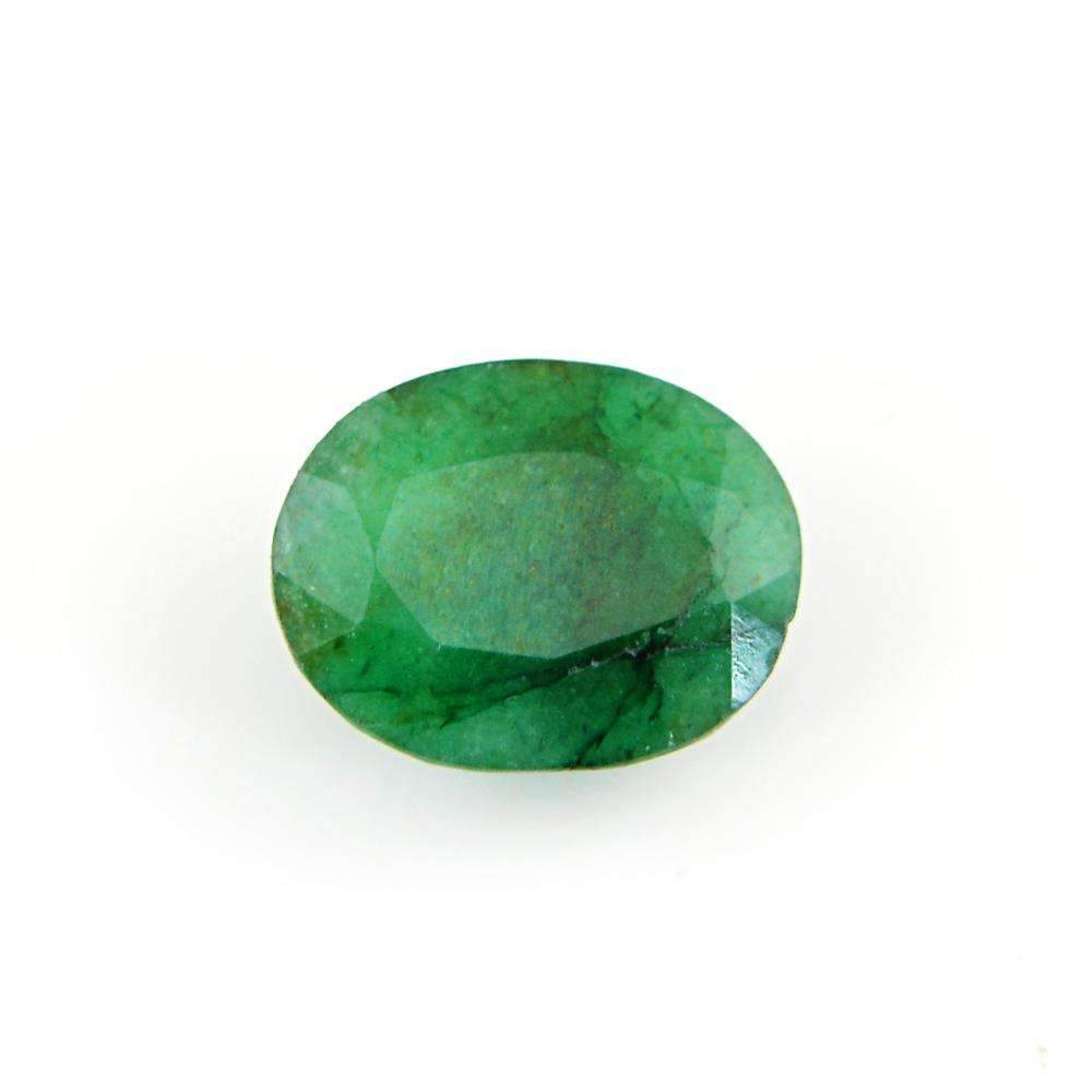 gemsmore:Faceted Green Emerald Gemstone Earth Mined Oval Shape