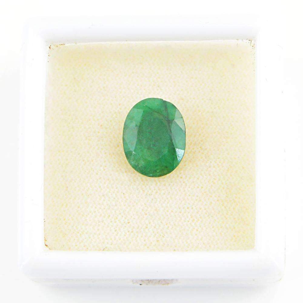 gemsmore:Faceted Green Emerald Gemstone Earth Mined Oval Shape