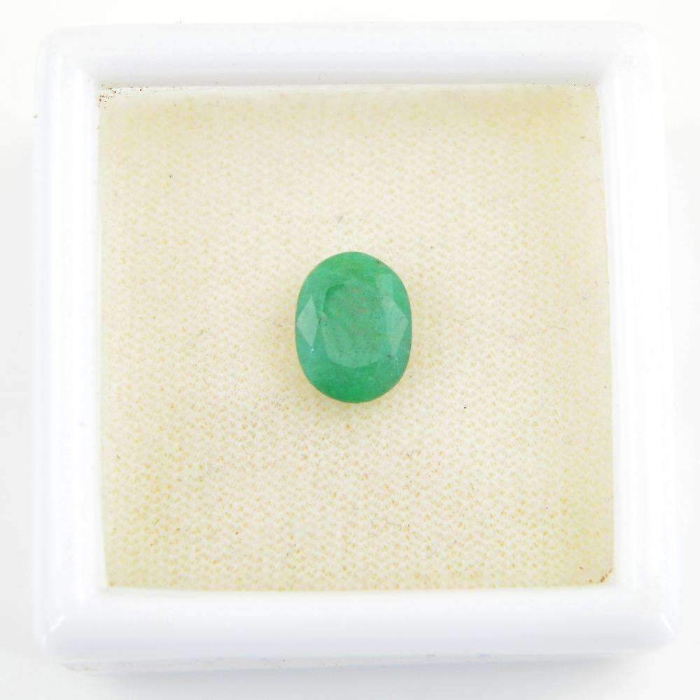 gemsmore:Faceted Green Emerald Gemstone Earth Mined Oval Shape