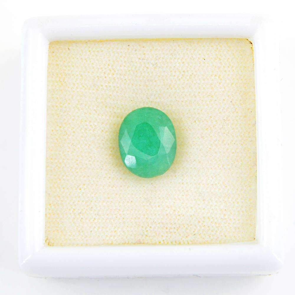 gemsmore:Faceted Green Emerald Gemstone Earth Mined Oval Shape