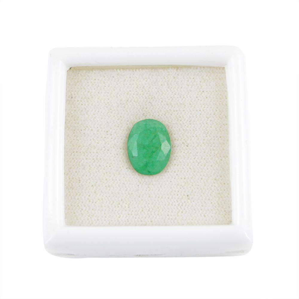 gemsmore:Faceted Green Emerald Gemstone Earth Mined Oval Shape