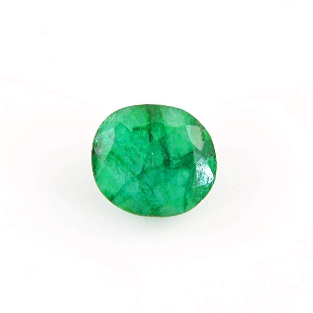gemsmore:Faceted Green Emerald Gemstone Earth Mined Oval Shape