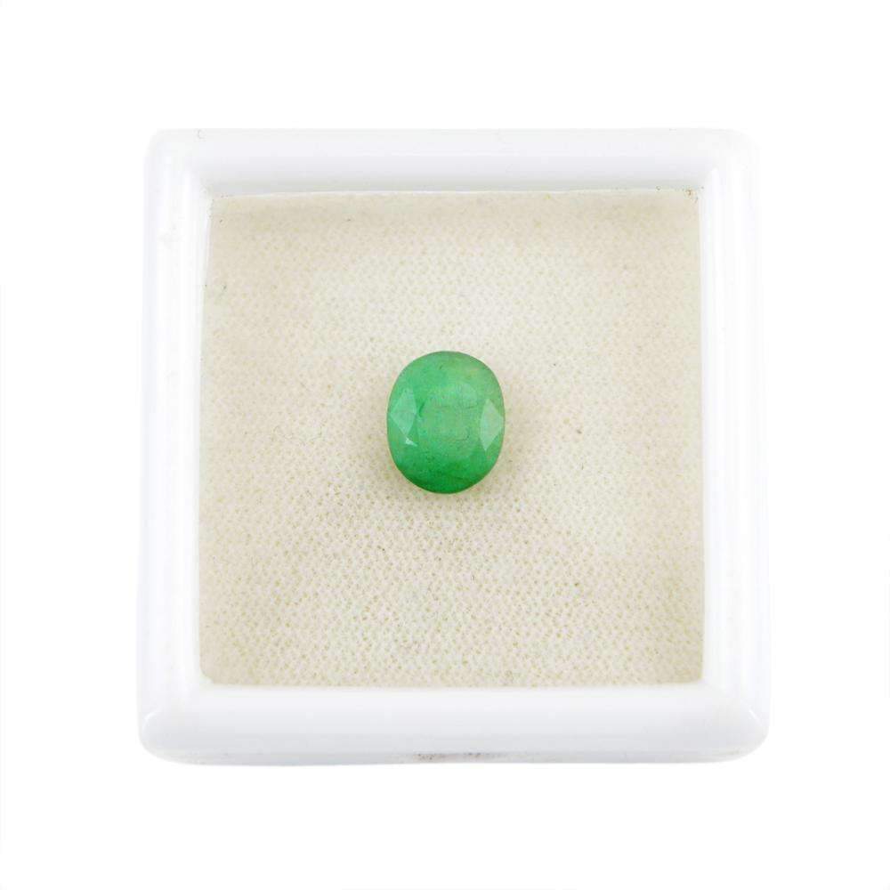 gemsmore:Faceted Green Emerald Gemstone Earth Mined Oval Shape