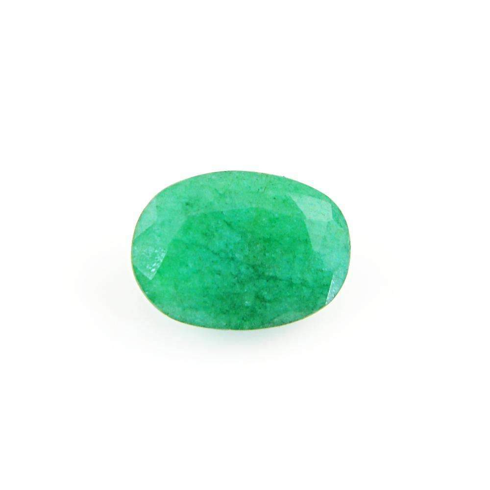 gemsmore:Faceted Green Emerald Gemstone Earth Mined Oval Shape