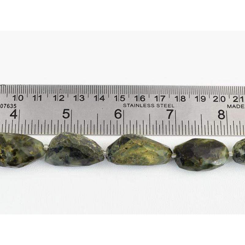 gemsmore:Faceted Green Phrenite Strand Natural Drilled Beads