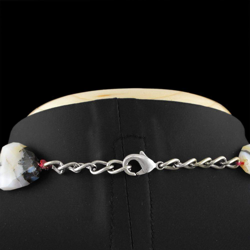 gemsmore:Faceted Natural Australian Opal Beads Necklace