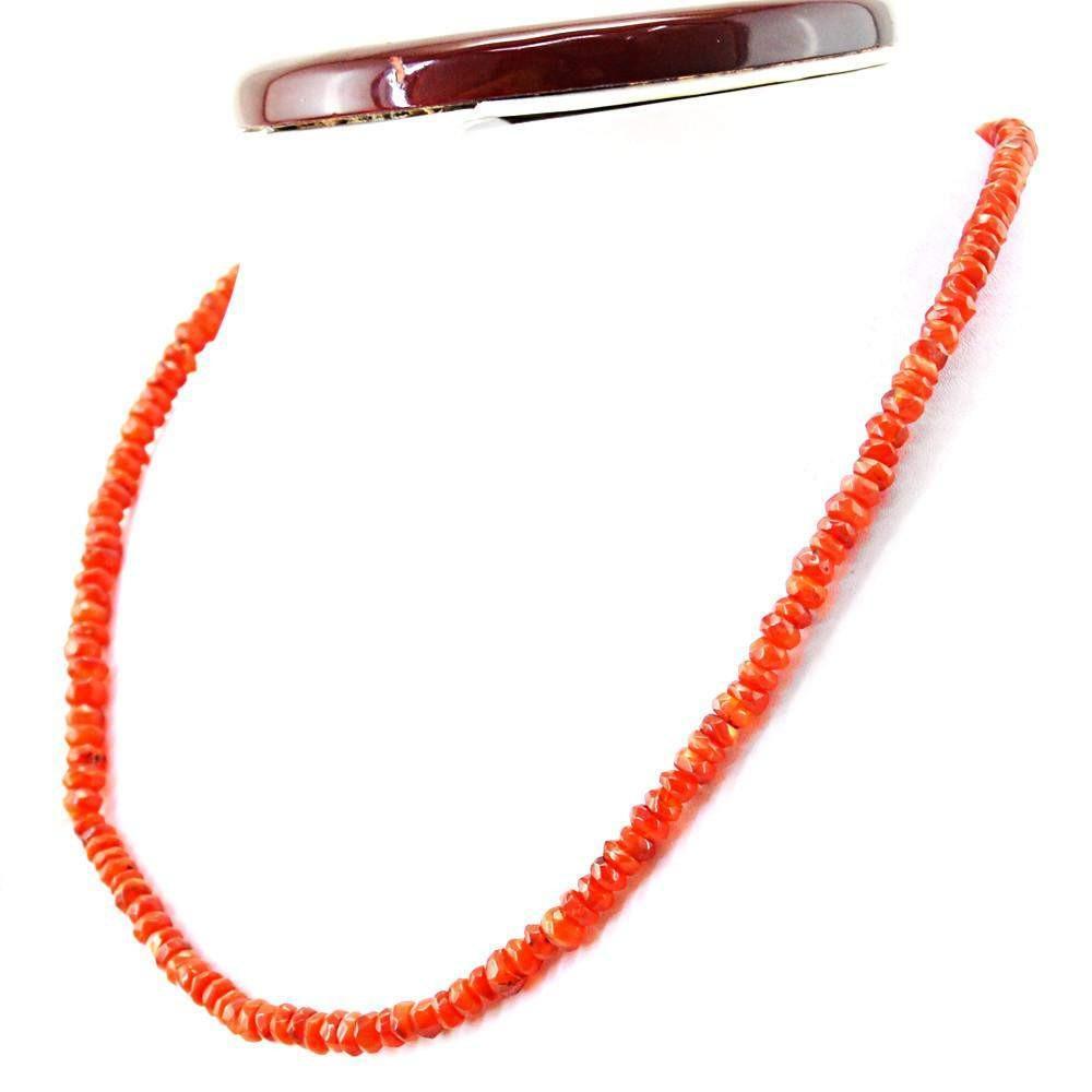 gemsmore:Faceted Orange Carnelian Necklace Natural Untreated Round Beads