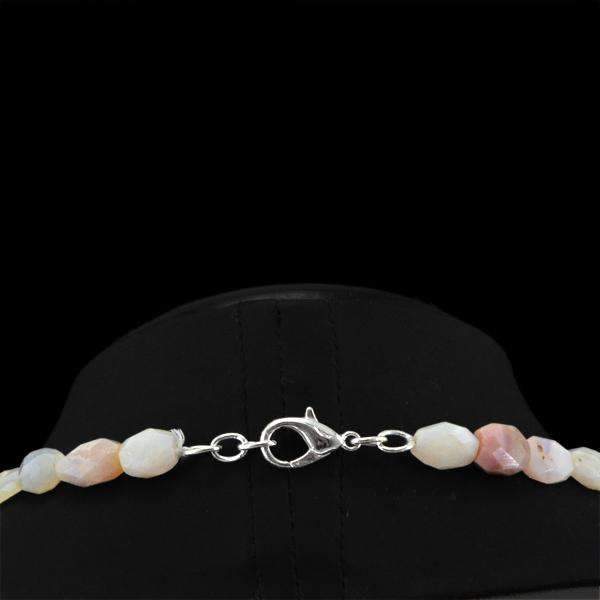 gemsmore:Faceted Pink Australian Opal Necklace Natural Untreated Beads