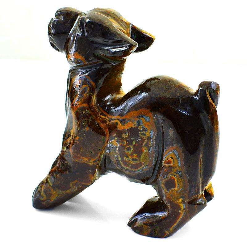 gemsmore:Finely Carved Golden Tiger Eye Baby Sheep
